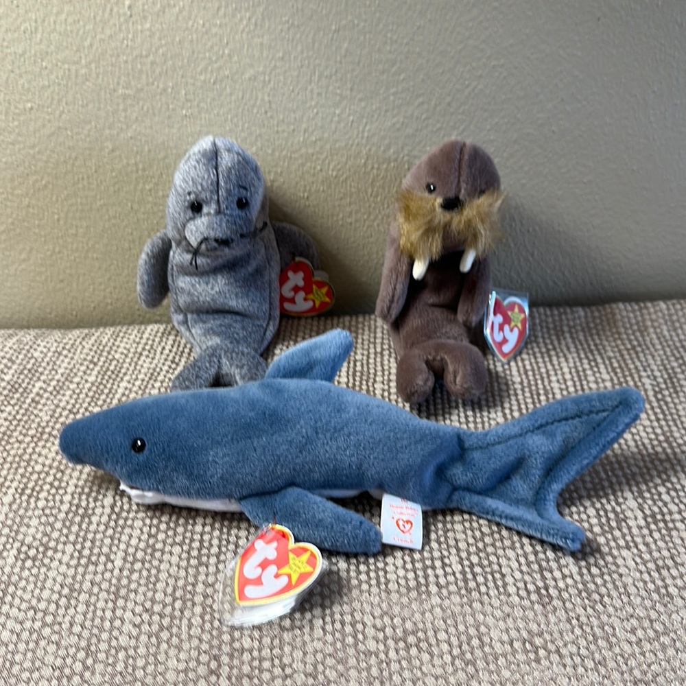Vintage Ty Beanie Babies - Crunch, Slippery, and Jolly